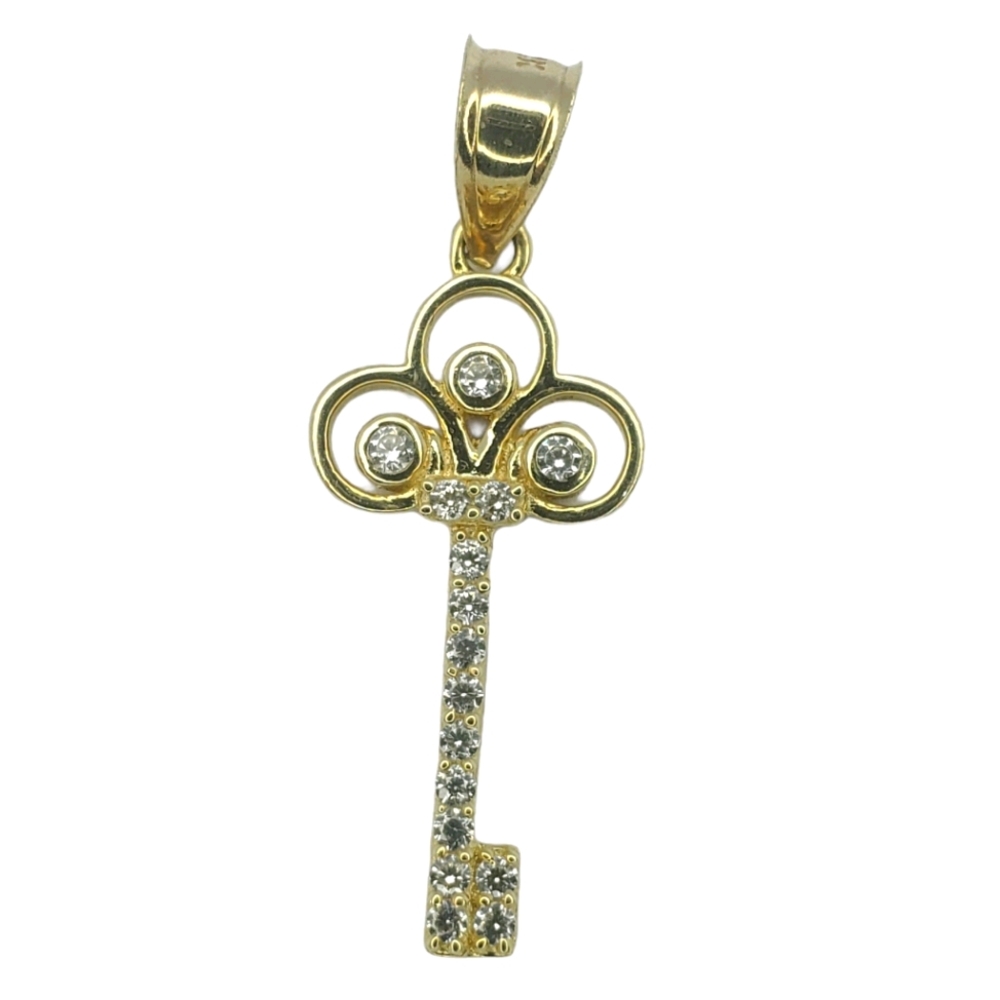 14kt Solid Gold - Key Pendant
